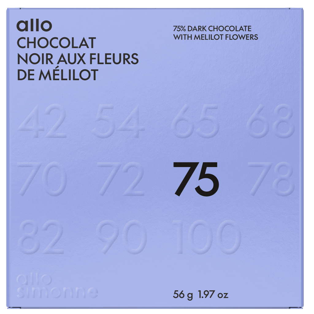 Allo Simonne - Tablette Noir 75% aux fleurs de mélilot