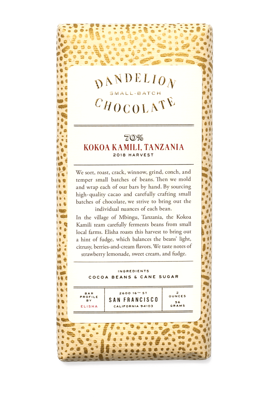 Dandelion noir 70% Kokoa Kamili  Tanzanie