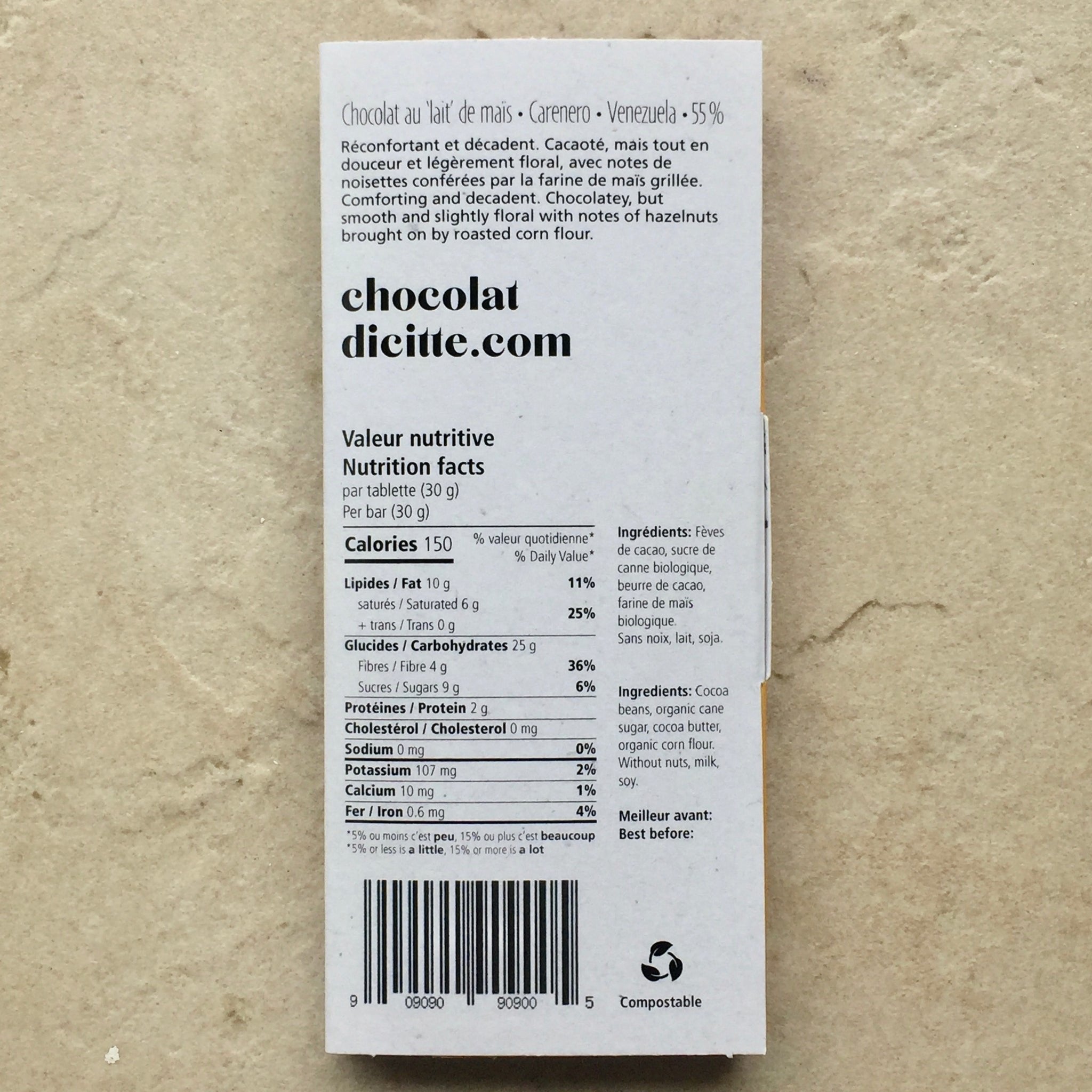 Chocolat Dicitte Lait de Maïs 55%